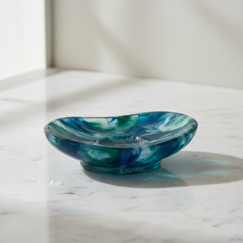 Via Motif Hand-Cast Resin Soap Dish — Custom Color, Hospitality Grade, Drainage Slots